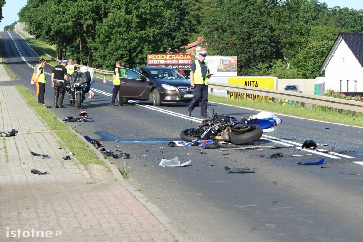 Motocyklista ranny po wypadku na wyjeździe na Zgorzelec