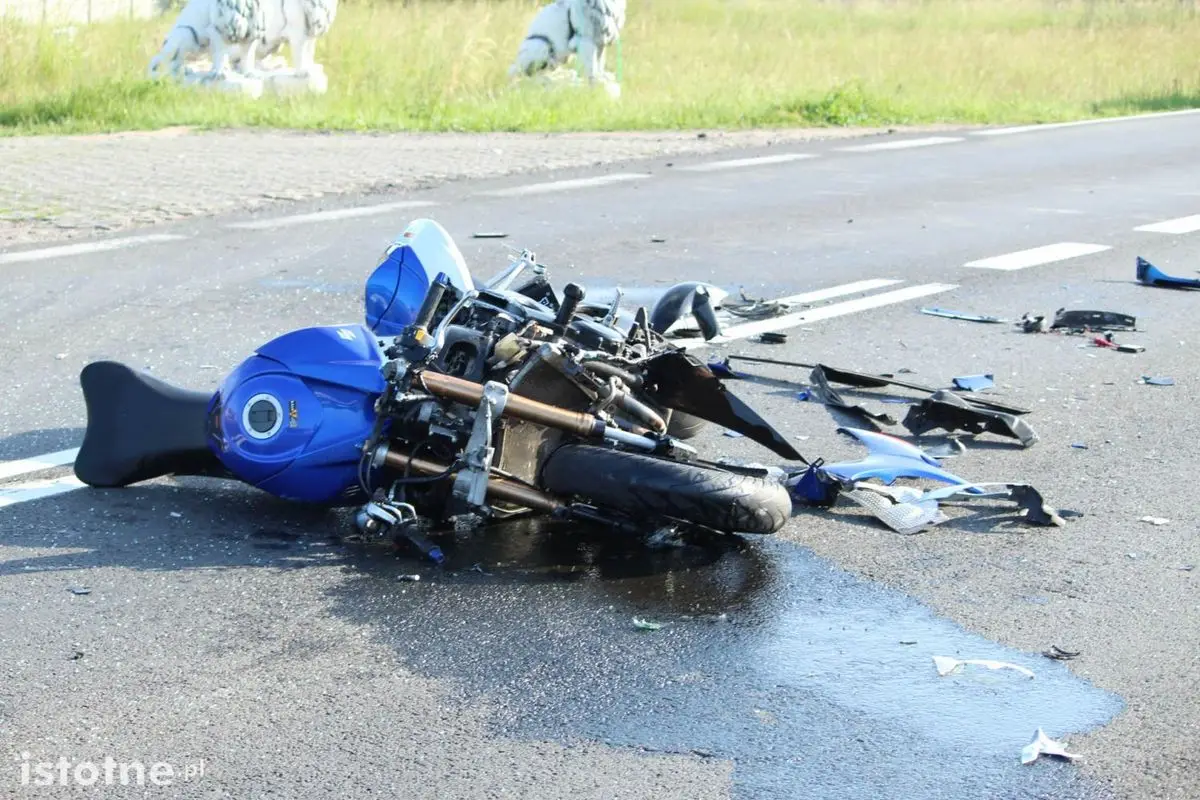 Motocyklista ranny po wypadku na wyjeździe na Zgorzelec