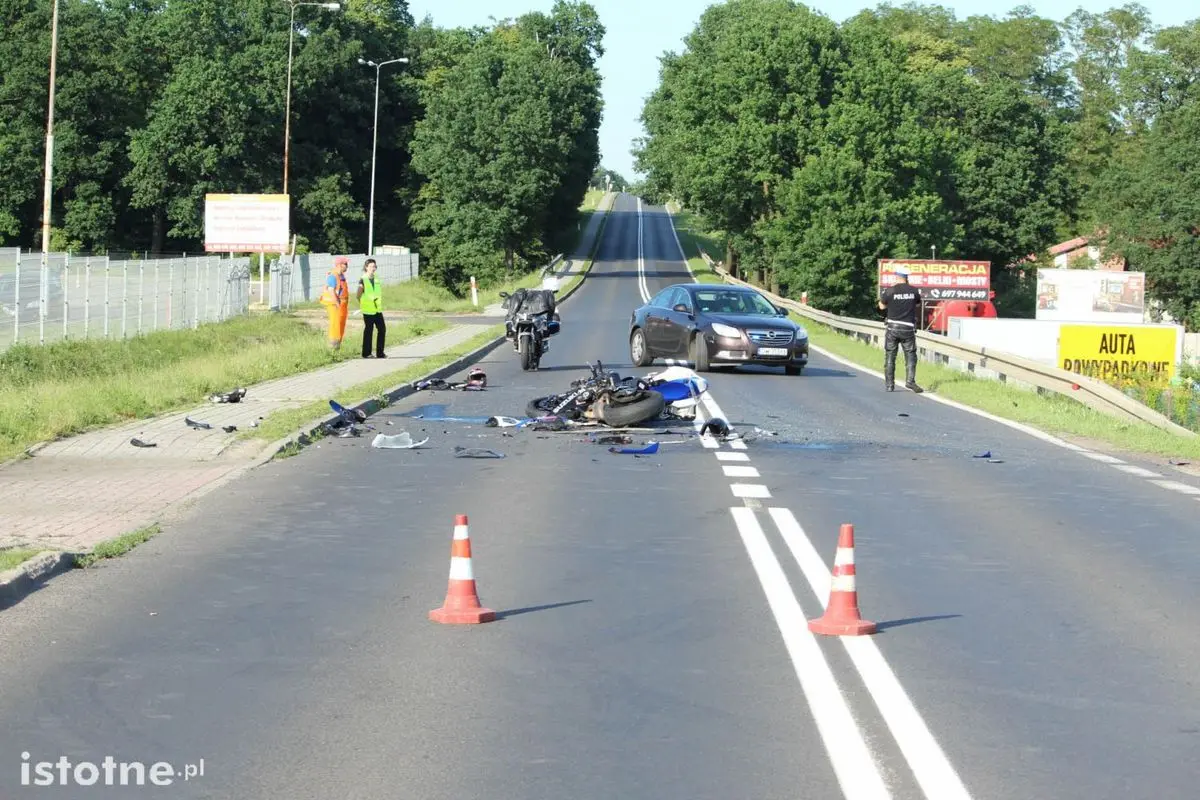 Motocyklista ranny po wypadku na wyjeździe na Zgorzelec