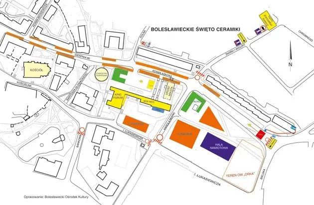 Mapa zamkniętych ulic w trakcie 22. Bolesławieckiego Święta Ceramiki