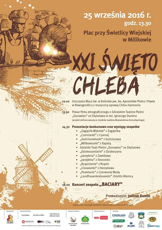 Plakat 21 Święta Chleba w Milikowie