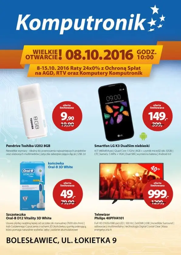 Promocje Komputronika na otwarcie sklepu 8 października