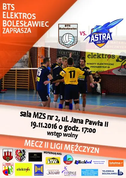 Mecz BTS Elektros vs Astra Nowa Sól w tę sobotę
