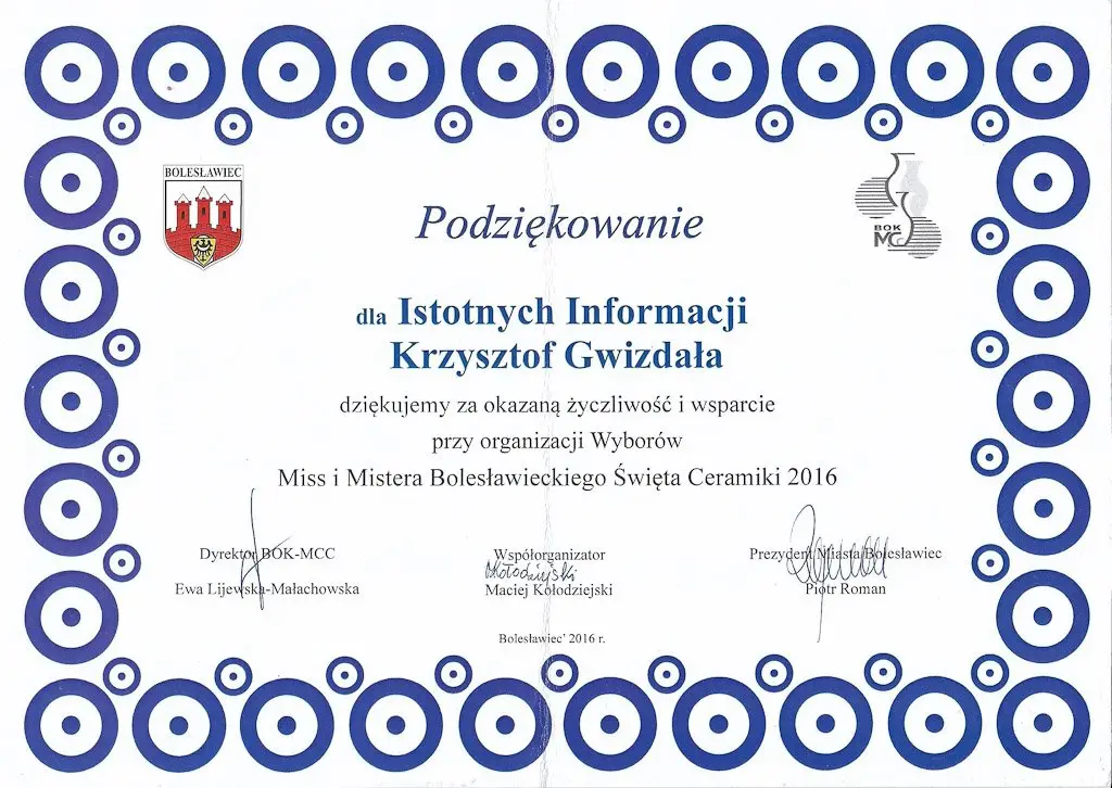 Podziękowania dla Istotne.pl