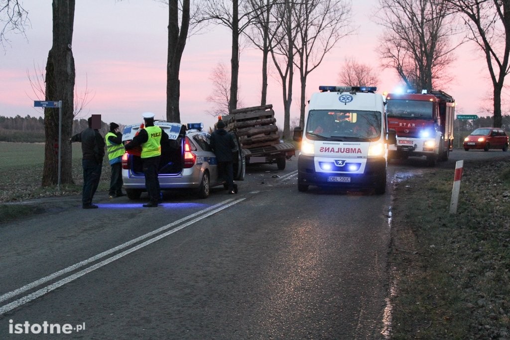 Zderzenie lawety z osobówką