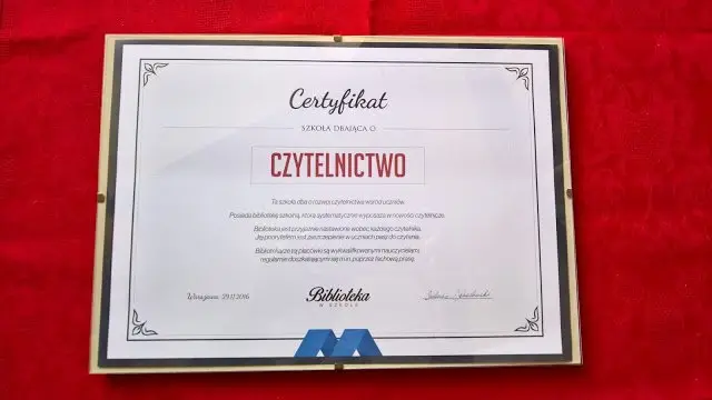 Certyfikat Biblioteki Szkolnej ZSOiZ