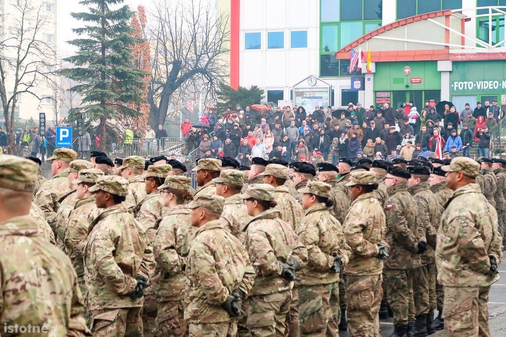 Powitanie żołnierzy amerykańskich w Bolesławcu