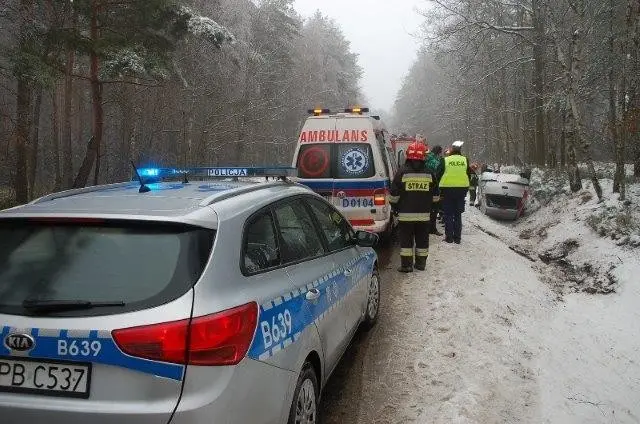 Auto dachowało pod Krzyżową
