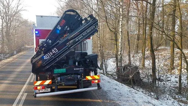 Renault wypadł z drogi i wpadł do rowu
