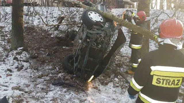 Renault wypadł z drogi i wpadł do rowu