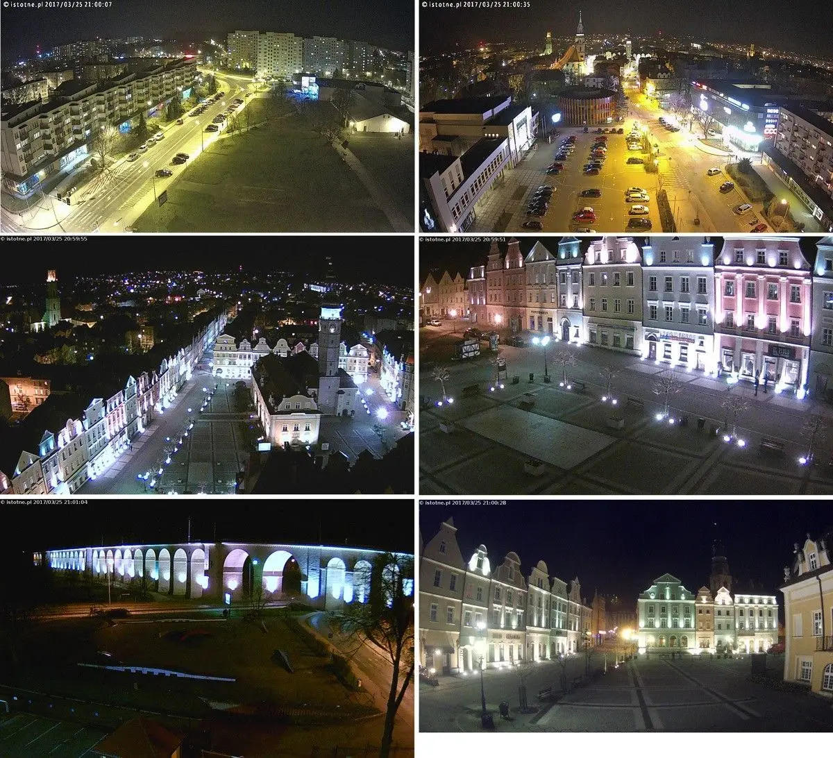 Rozświetlone budynki w Bolesławcu