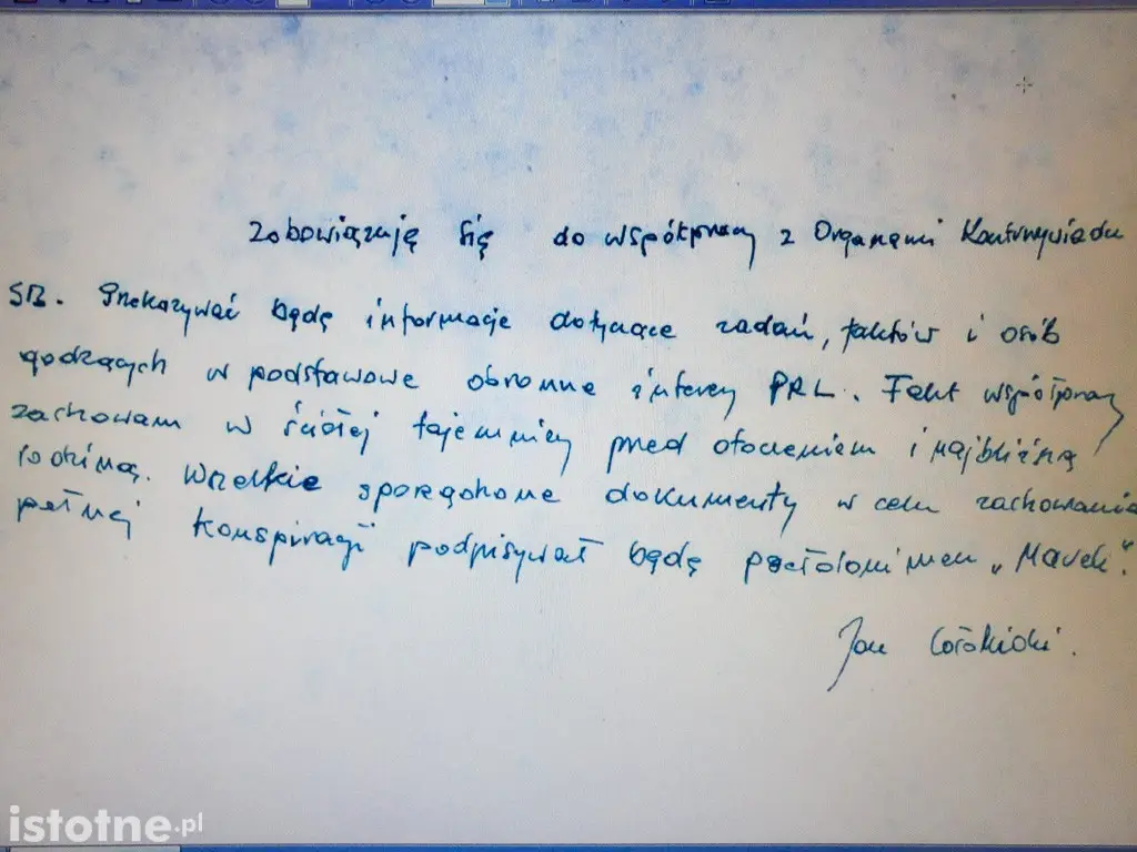 Skany dokumentacji współpracy z Tajnym Współpracownikiem Markiem