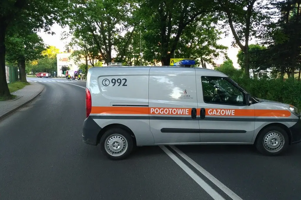 Fire Service Operation Near the Stadium. Gas Is Leaking