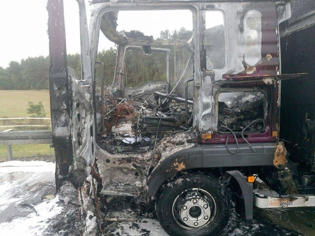Pożar samochodu ciężarowego na A4