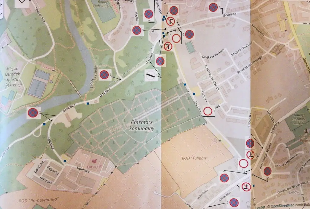Mapka reorganizacji ruchu przy bolesławieckim Cmentarzu Komunalnym