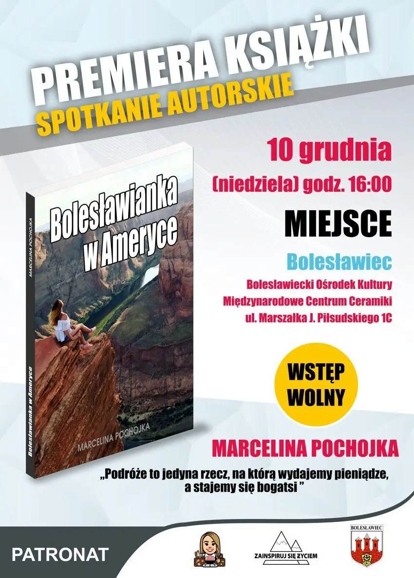 Plakat promujący premierę książki Marceliny Pochojka