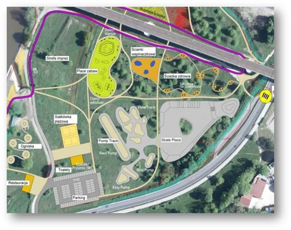 Pumptrack, skatepark i ścianka wspinaczkowa koło wiaduktu. Rusza budowa