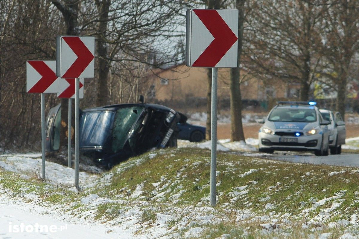 Auto wypadło na zakręcie między Zebrzydową a Czerną
