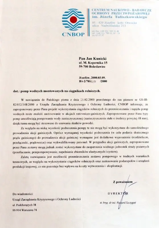 Opinia Centrum Naukowo-Badawczego Ochrony Przeciwpożarowej