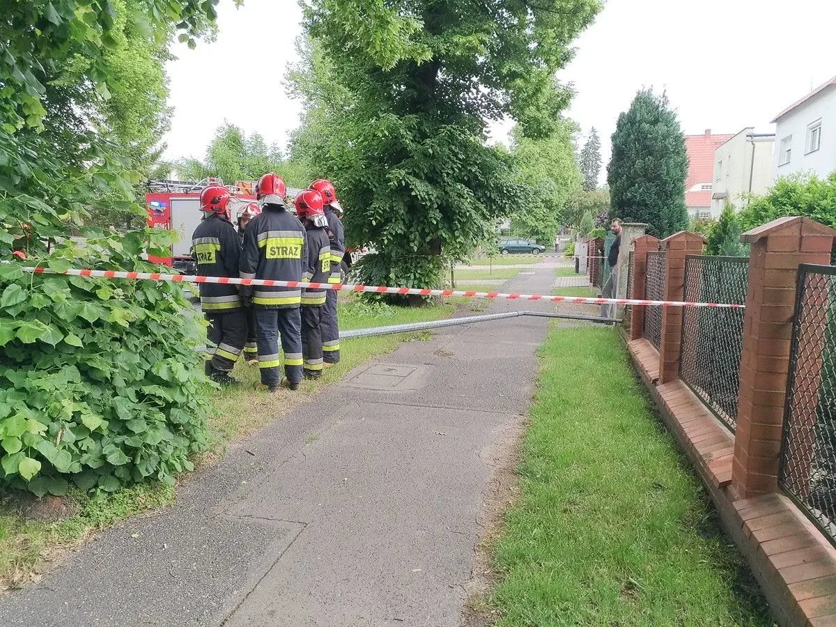 Kolizja na Wojska Polskiego, osobówka złamała latarnię. Jedna osoba ranna