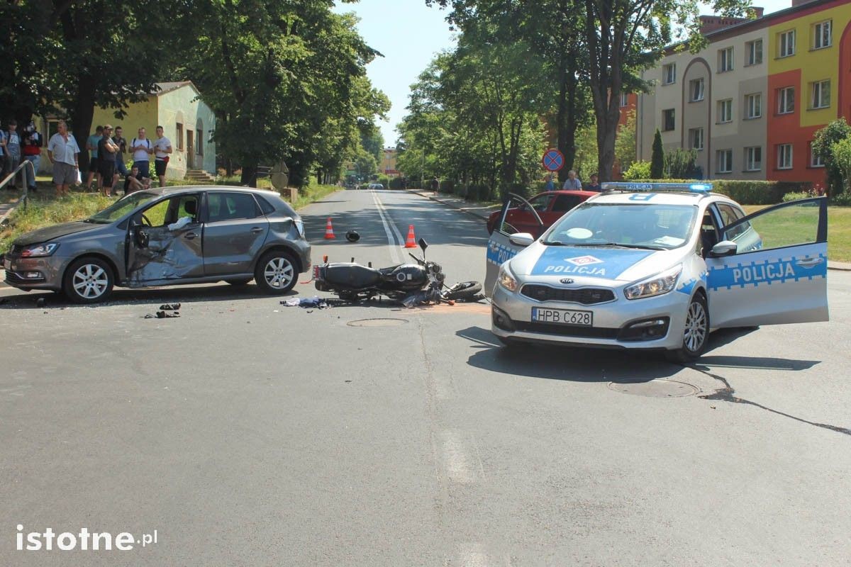 Zderzenie auta z motocyklem