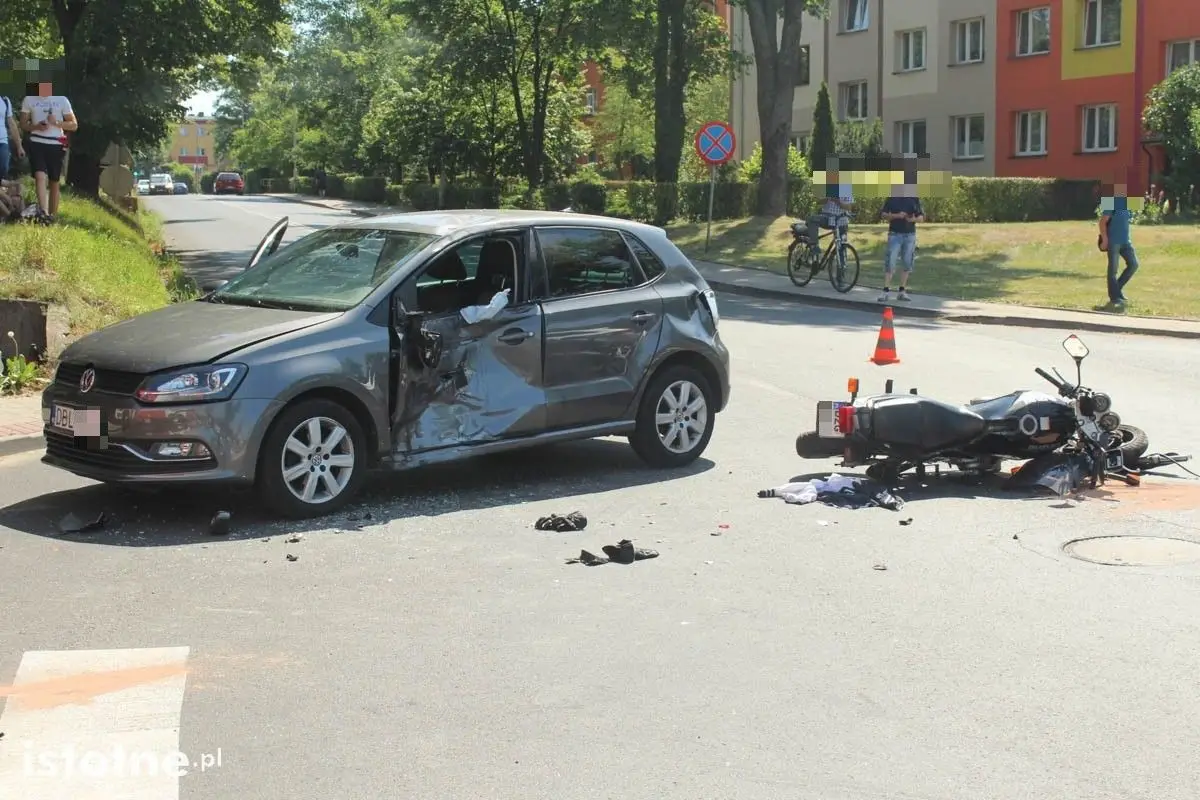 Zderzenie auta z motocyklem