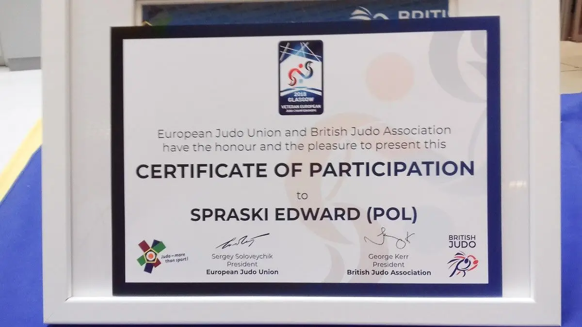 Edward Spraski ze srebrnym medalem Mistrzostw Europy Weteranów w judo