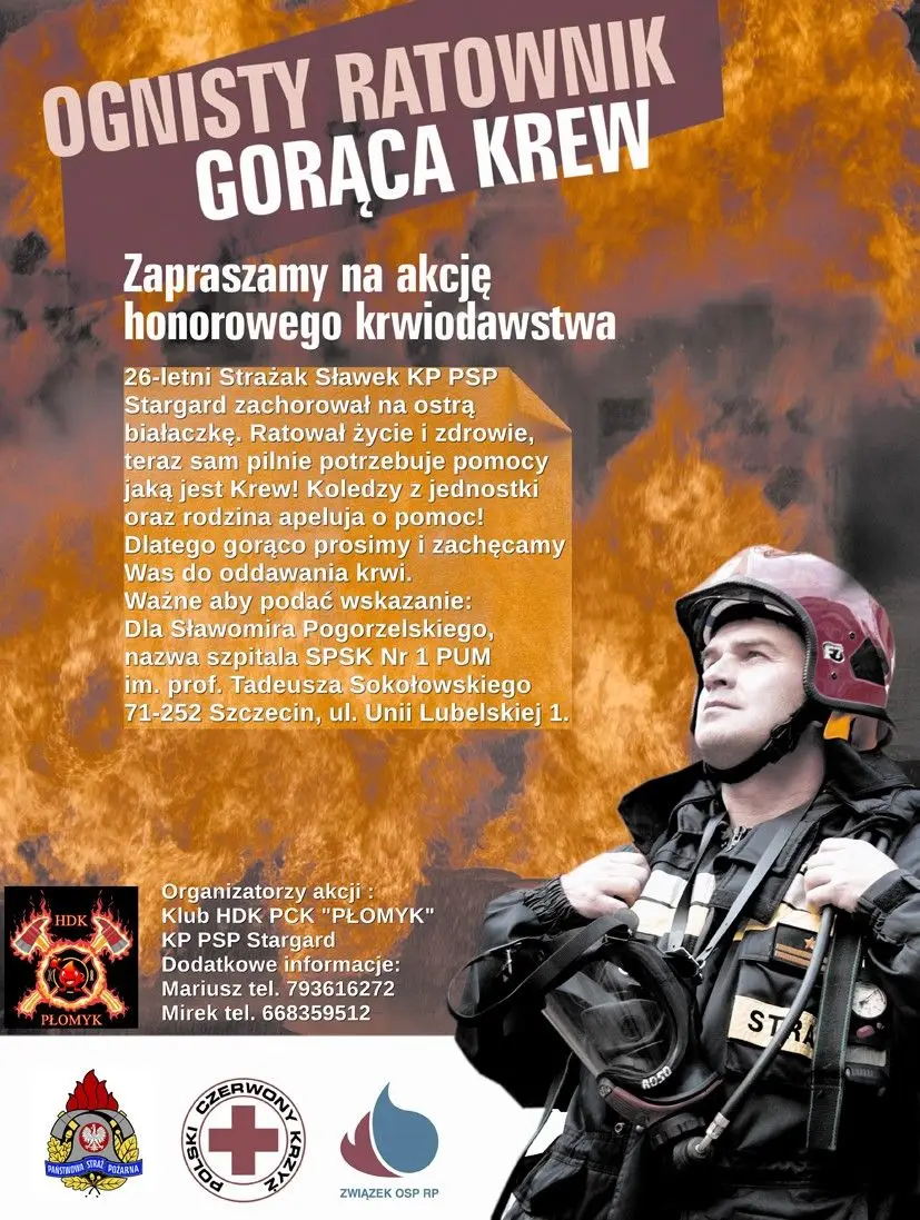 Pilne! Strażak potrzebuje krwi