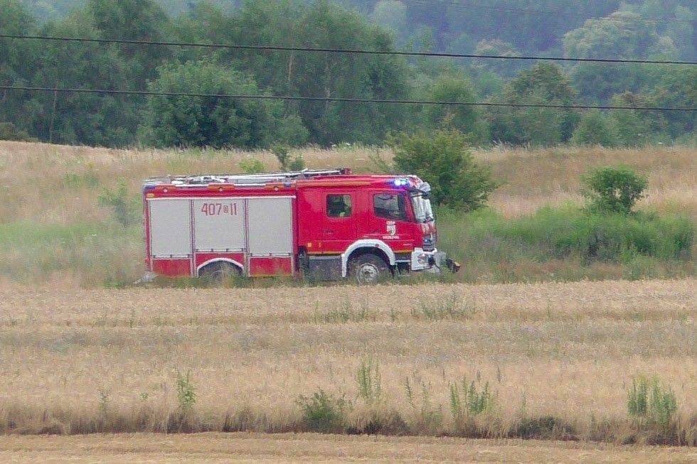 Pożar ścierniska w Rakowicach