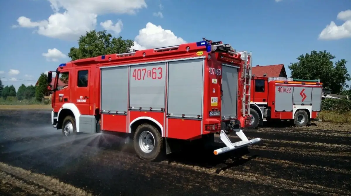 Pożar ścierniska w Iwinach