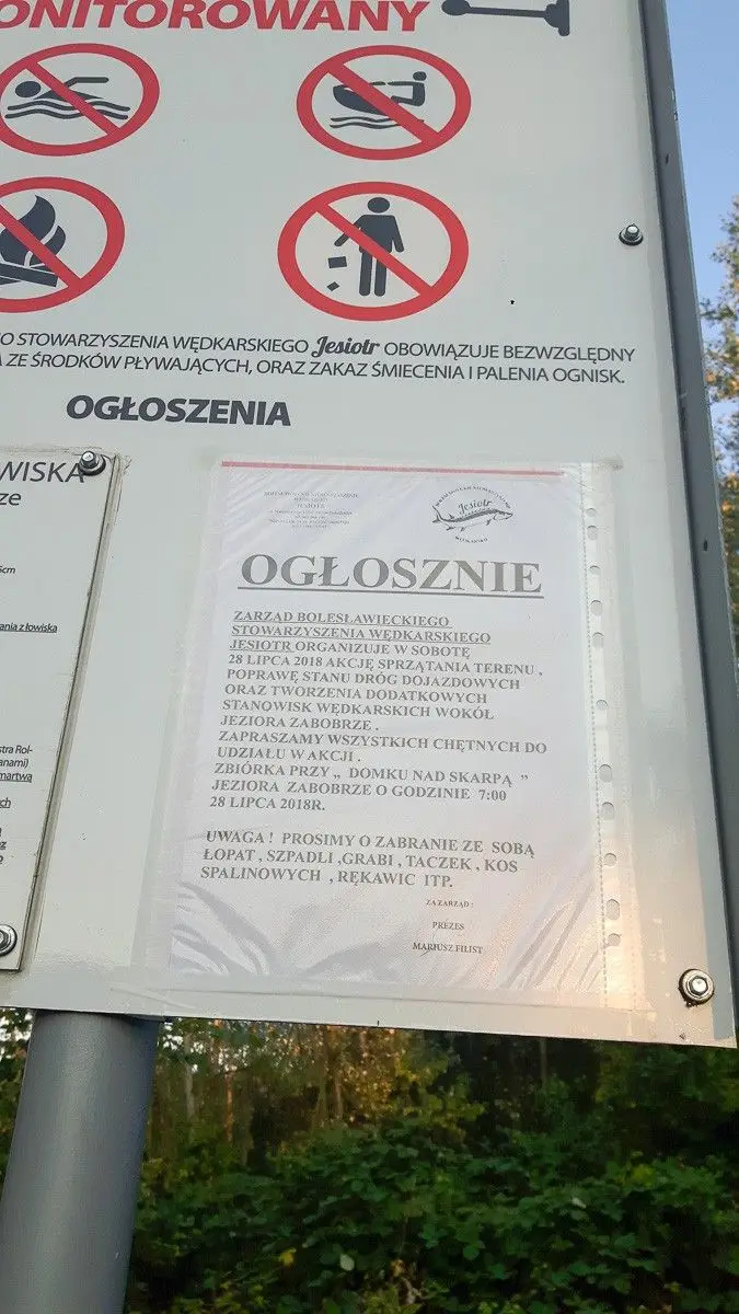 Jezioro Zabobrze tylko dla wędkarzy!