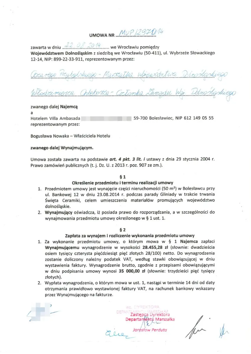 Dokumenty w sprawie Gliniady w 2014 roku w Bolesławcu