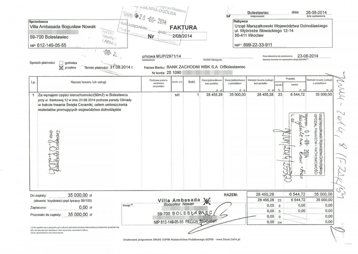 Dokumenty w sprawie Gliniady w 2014 roku w Bolesławcu