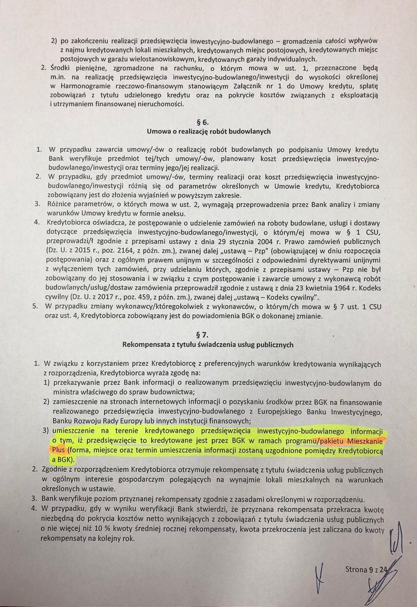 Umowa kredytu na rządowy program Mieszkanie Plus