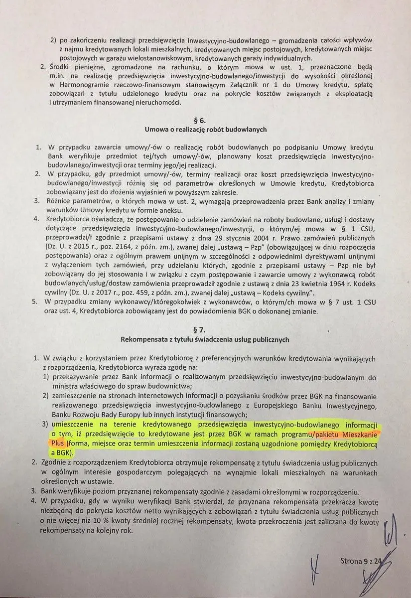 Umowa kredytu na rządowy program Mieszkanie Plus