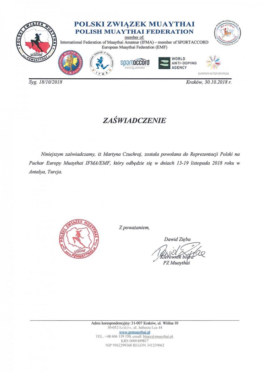 Gladiatorka Martyna Czuchraj w reprezentacji Polski na Puchar Europy Muaythai