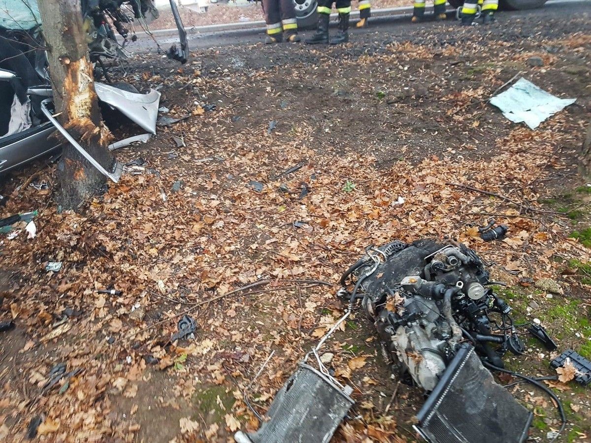 Wypadek w Ocicach. 19-letni kierowca citroena wjechał w drzewo