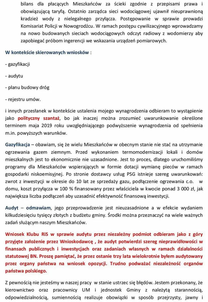 Nowogrodziec: Burmistrz Relich odpowiada opozycji. „Polityczny szantaż”