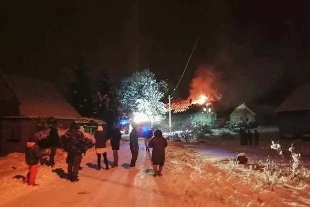 Pożar budynku w Parzycach