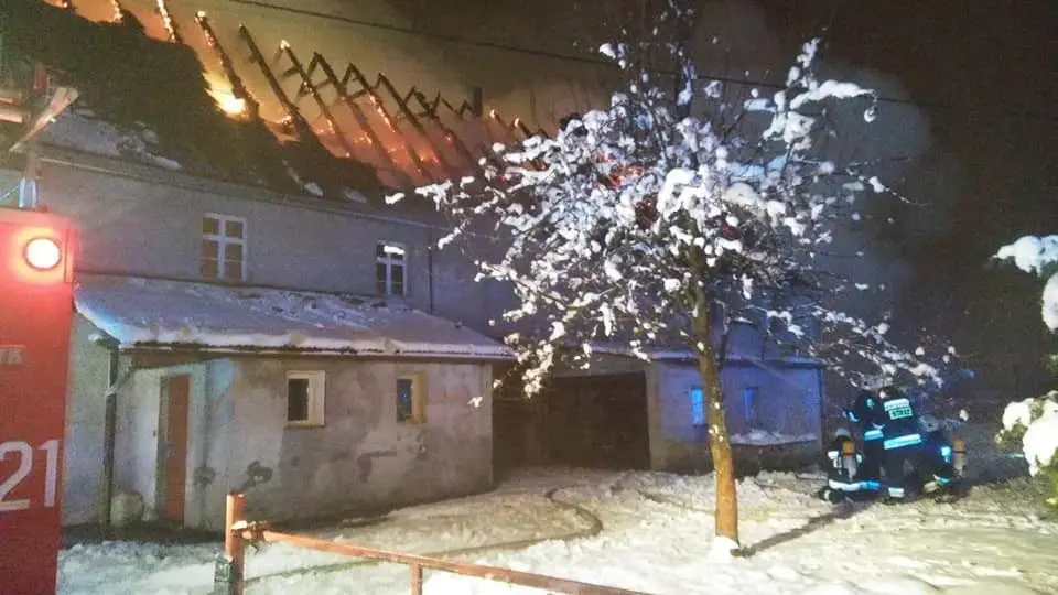 Pożar budynku w Parzycach