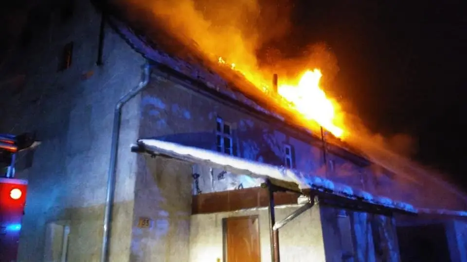 Pożar budynku w Parzycach