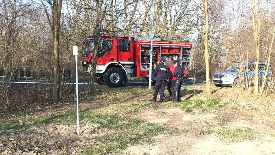 Pożar auta koło Dobrej