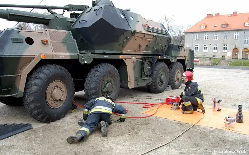 Firefighters’ exercises with military equipment