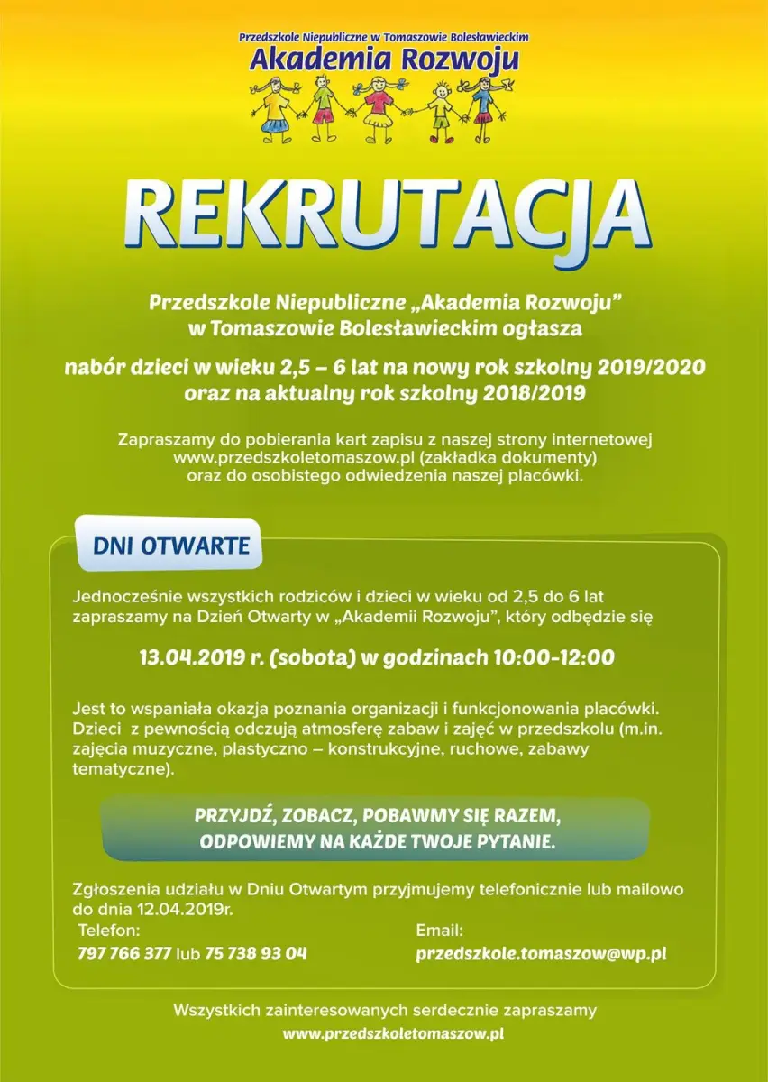 Rekrutacja i dzień otwarty w Akademii Rozwoju w Tomaszowie Bolesławieckim