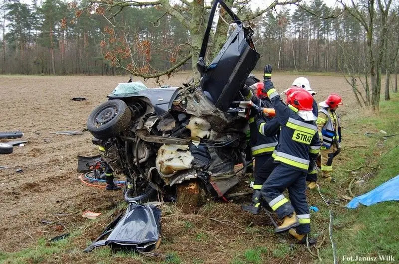 Bmw wylądowało na drzewie. To istny cud, że 22-letni kierowca przeżył