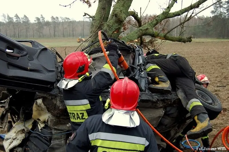 Bmw wylądowało na drzewie. To istny cud, że 22-letni kierowca przeżył