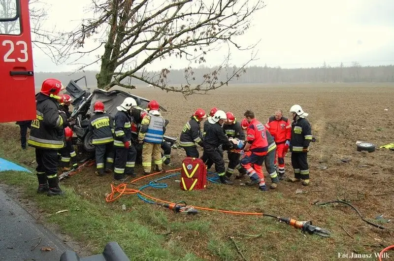 Bmw wylądowało na drzewie. To istny cud, że 22-letni kierowca przeżył