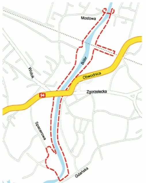 Mapka biegu między mostami
