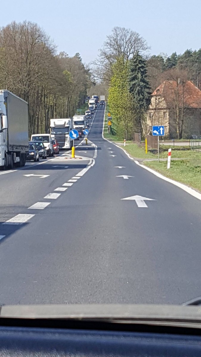 Korki na wjeździe do Bolesławca