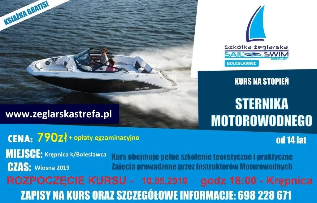 Kurs na stopień sternika motorowodnego - plakat.